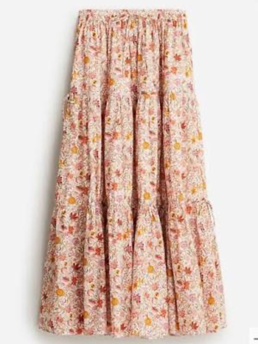 J.Crew Tiered organic cotton maxi skirt in Liberty Garden of Life Fabric, XS